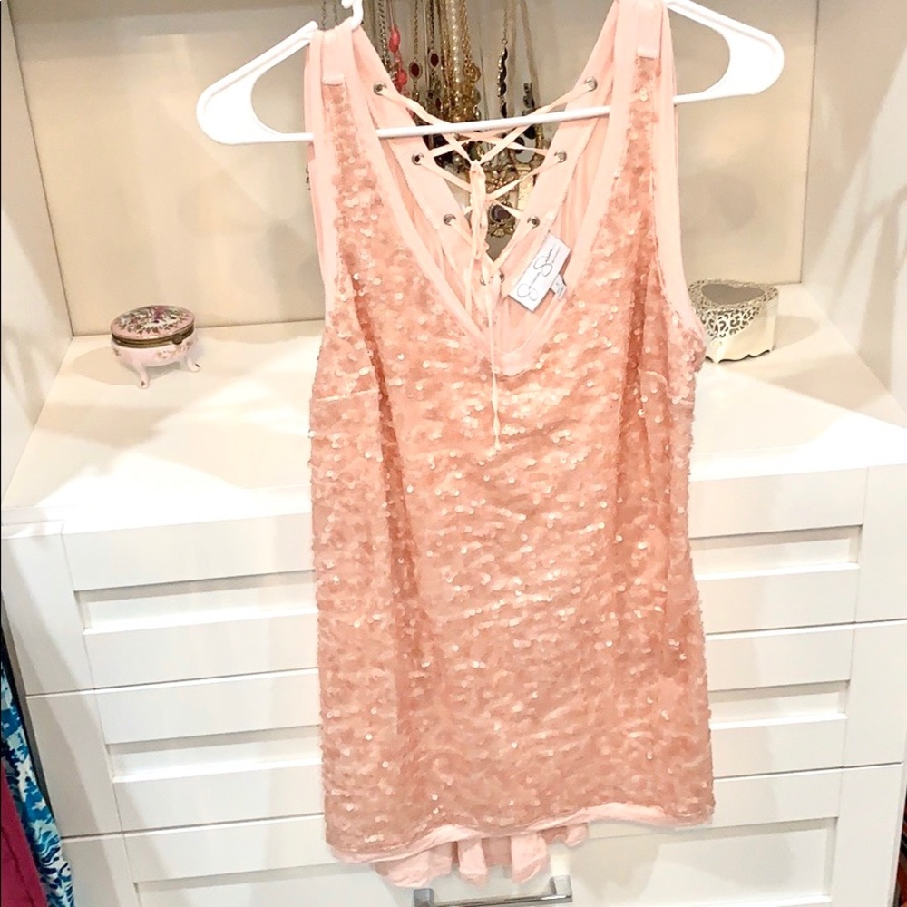 Jessica Simpson Baby Pink Sequin Maternity Tank